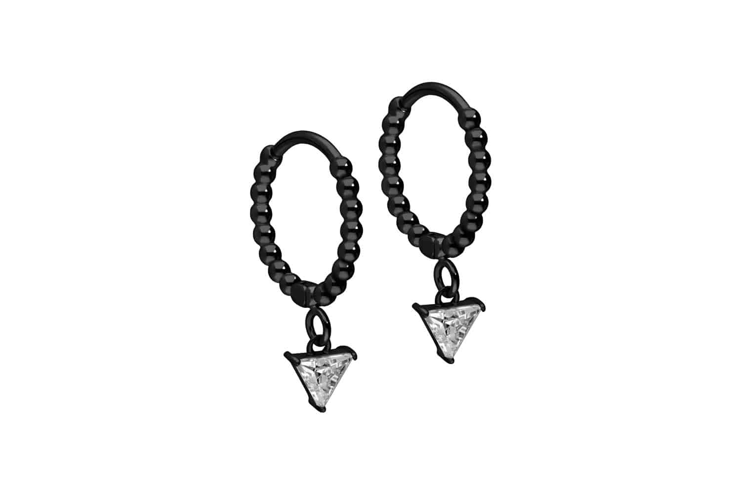 Chirurgenstahl Ohrclicker Creolen KUGELN + KRISTALLDREIECK von Piercingline